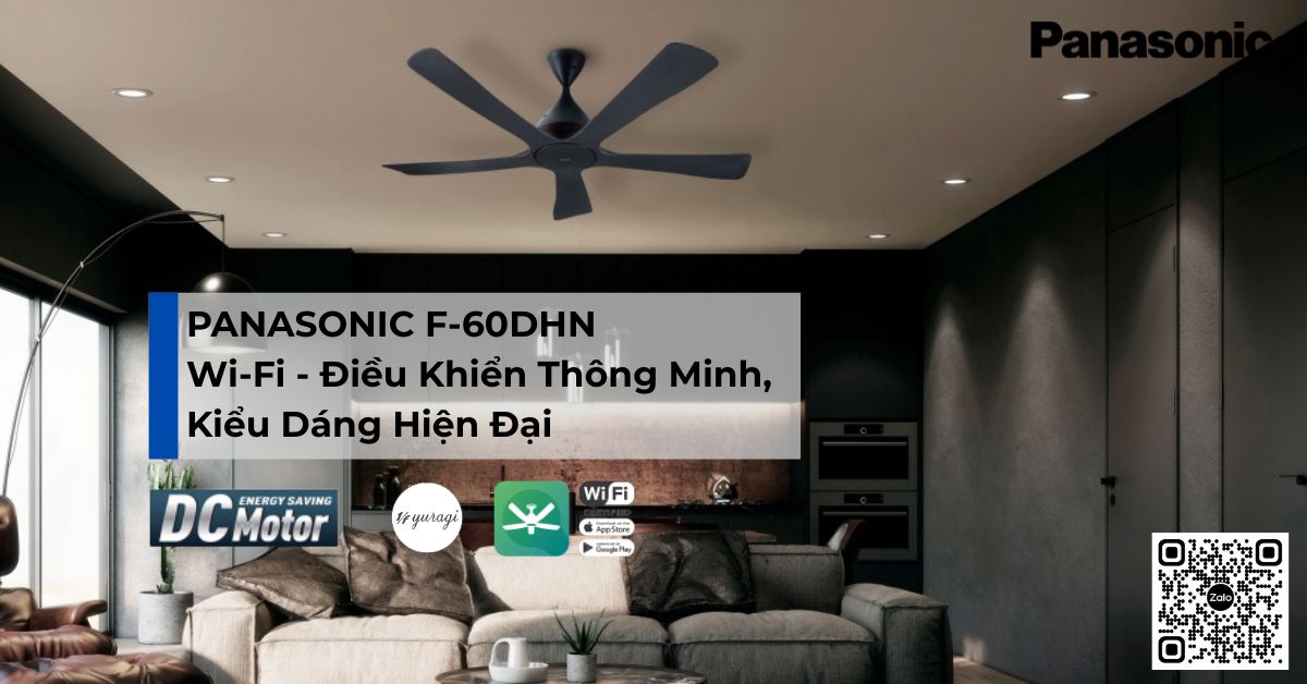 Quạt trần Wi‑Fi Panasonic F‑60DHN – 5 Cánh, Điều Khiển Thông Minh, Kiểu Dáng Hiện Đại